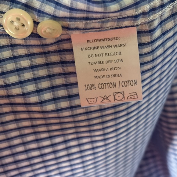 J. Press Button Up Shirt Size XXL Blue Check Cotton - Picture 5 of 5